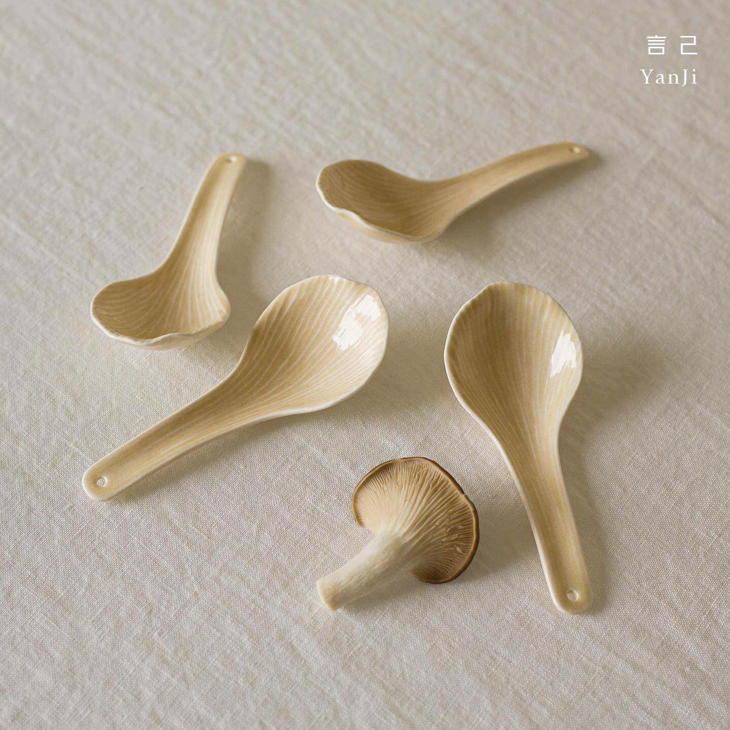 言己生活景德镇原创贝壳系列设计感高级陶瓷家用餐勺调羹汤勺