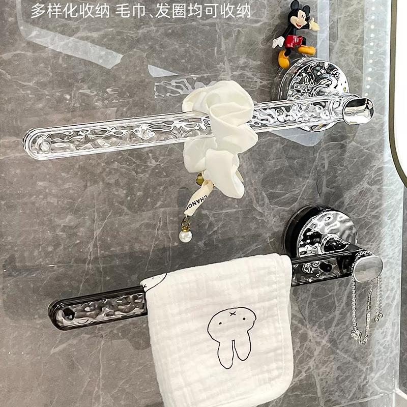 强力吸盘毛巾架卫生间免打孔墙上壁挂浴巾毛巾杆浴室收纳置物架