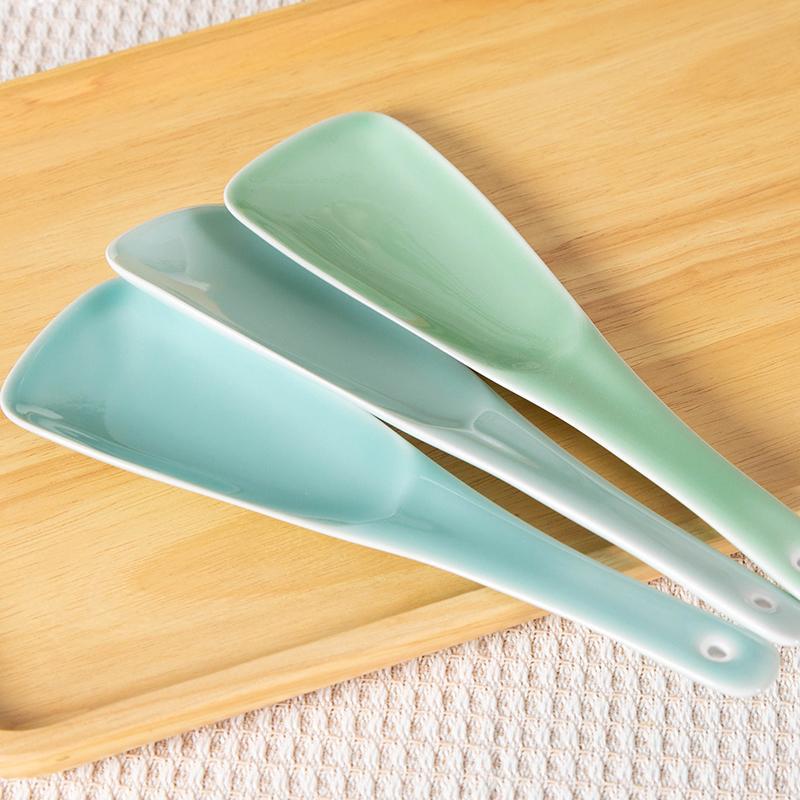 不粘饭勺青瓷家用盛饭勺创意电饭煲平板勺耐高温陶瓷打饭勺易清洗