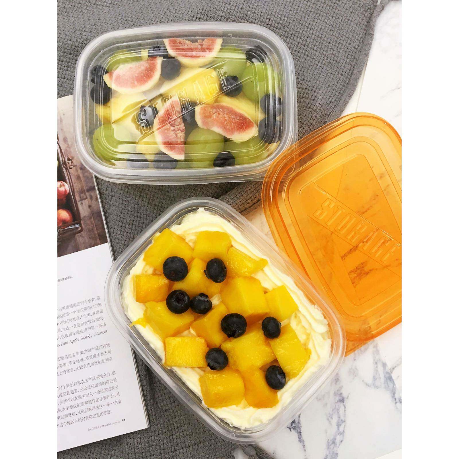 280/709ml长方形一次性餐盒 水果捞千层蛋糕打包塑料透明外卖饭盒