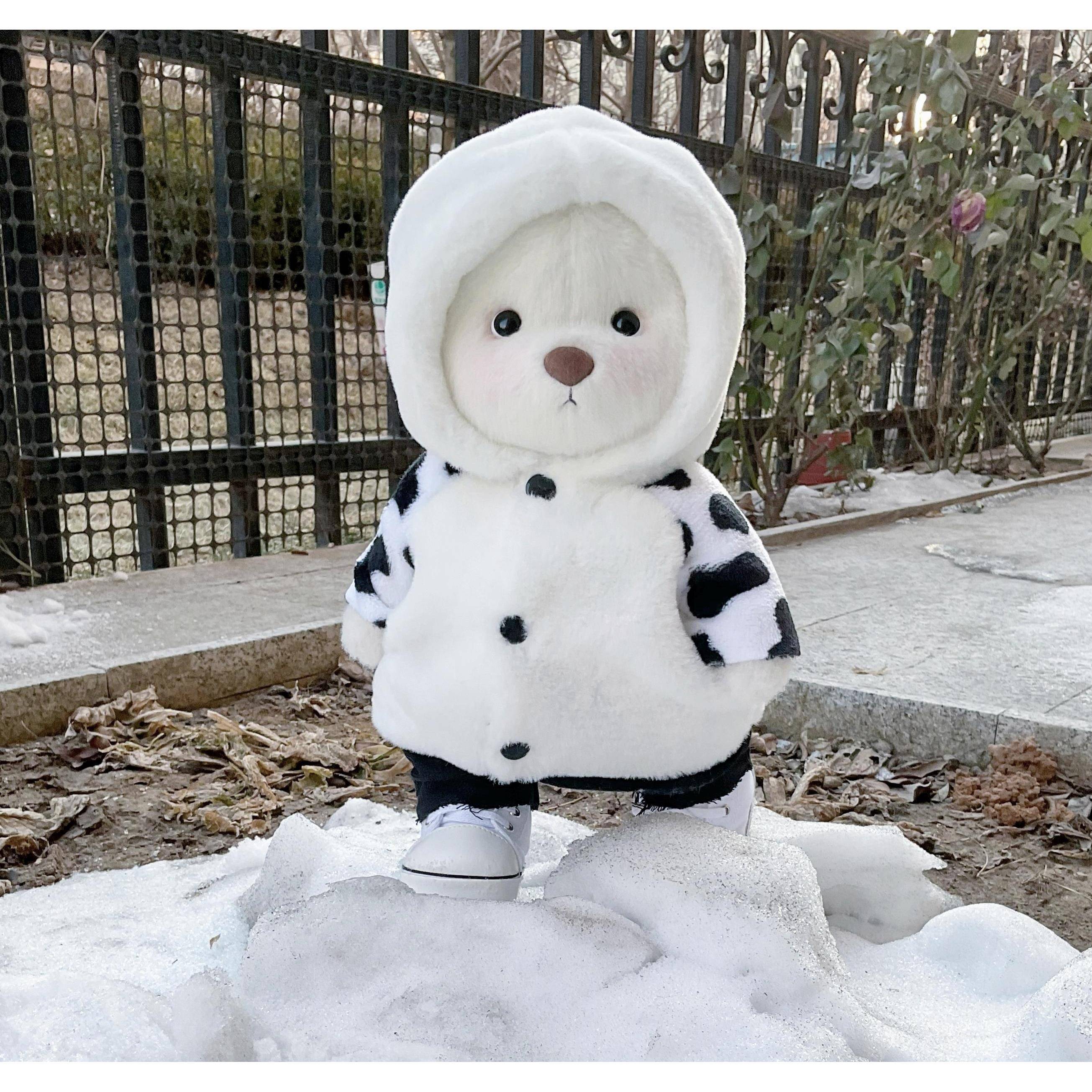 [牛奶服装]莉娜熊的衣服20厘米小30厘米中号婴儿服装与毛绒夹克娃