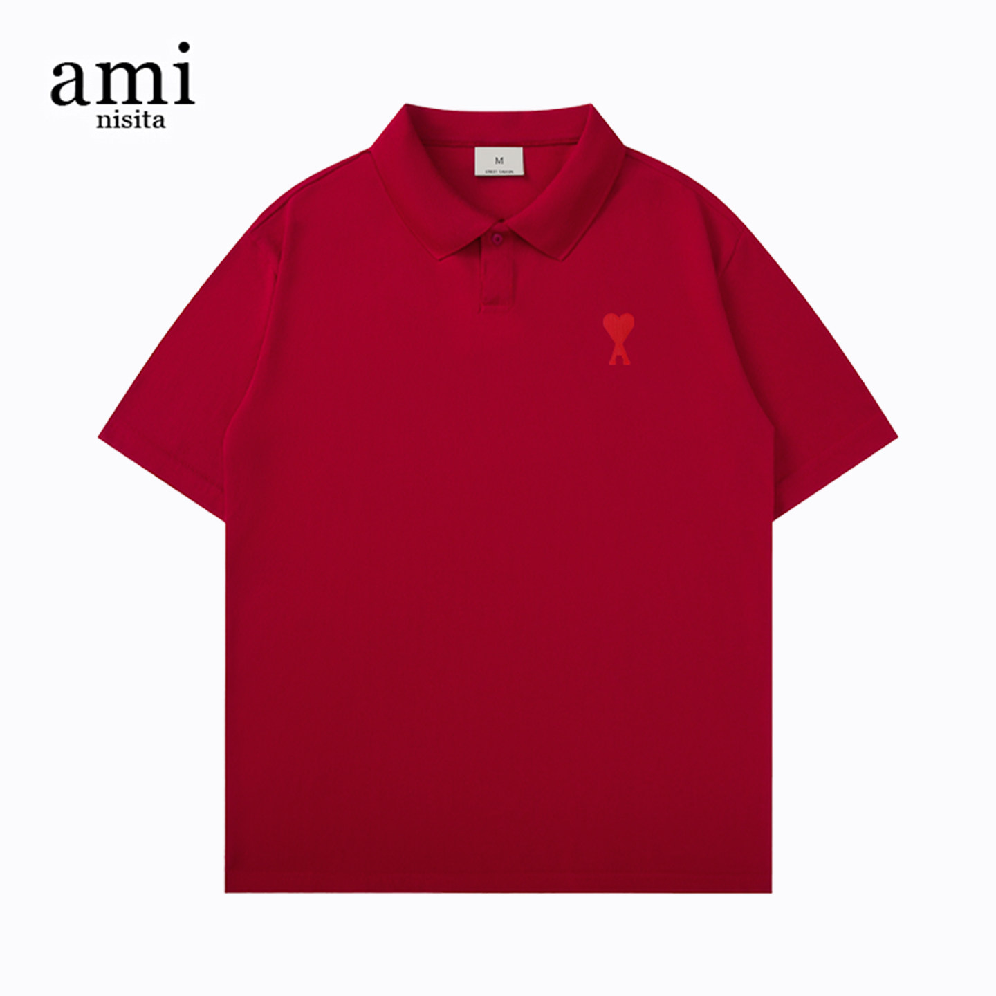 AMI NISITA官方酒红色Polo衫