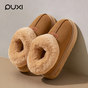 加绒加厚外穿保暖防滑 女士家居雪地靴冬季 朴西包跟棉拖鞋 2025新款