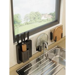 免打孔锅盖架壁挂不锈钢厨房置物架家用放菜板砧板切菜板架刀架