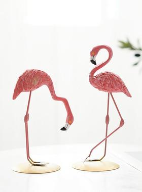 ins火烈鸟创意饰品摆件可爱卧室客厅房间玄关电视柜现代装饰摆设