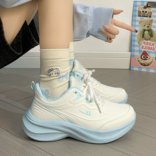 回力女鞋天蓝运动鞋春夏轻便皮面跑步鞋2026新款学生厚底老爹鞋子