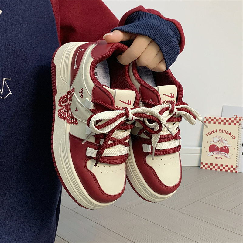 回力酒红色原创蝴蝶小白鞋学生百搭二棉加绒板鞋子2025秋冬季新款,女鞋,休闲板鞋,淘宝优惠券,粉丝福利购,淘宝优惠卷