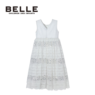 百丽童装亮片公主风连衣裙2026春季洋气女孩无袖背心裙宝宝公主裙