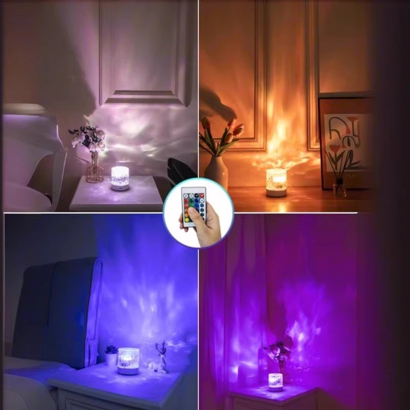小夜灯动态水波纹氛围灯卧室情调床头灯投影浪漫星空灯卧室睡眠灯