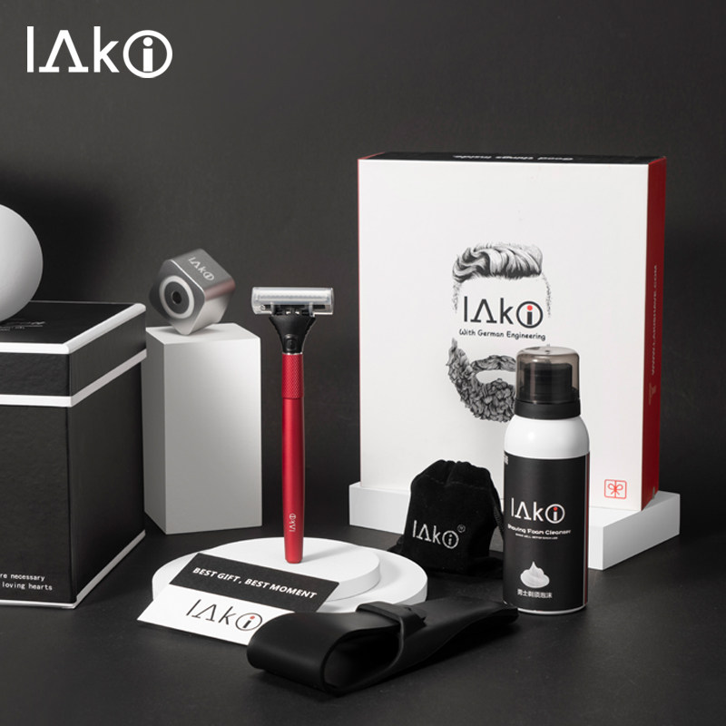 LAKI/乐骑男士手动剃须刀德国进口5层刀片刮胡刀高端礼盒送礼套装