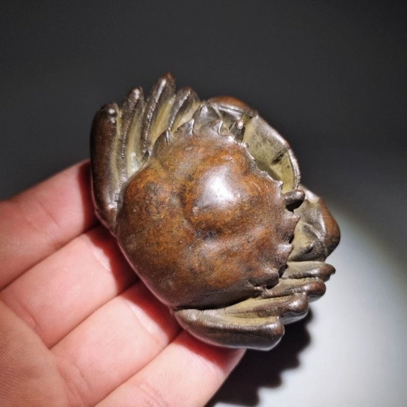 复古实心螃蟹摆件家居茶道桌面摆件古玩茶宠摆件螃蟹