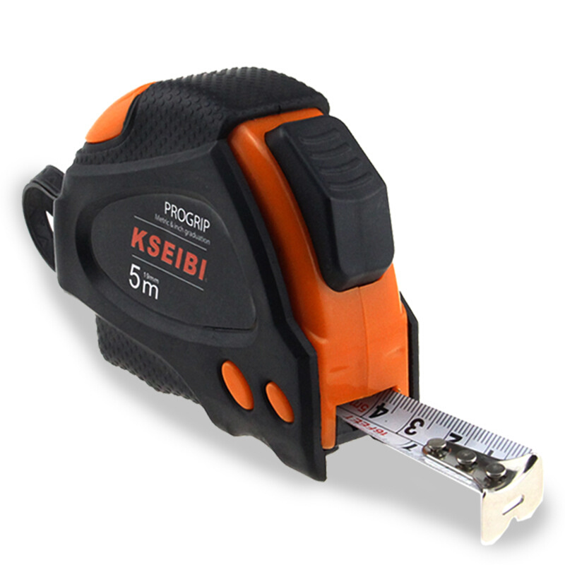 便携式自锁钢卷尺3米5米批发 加厚防摔双制动公英制双刻度显示
