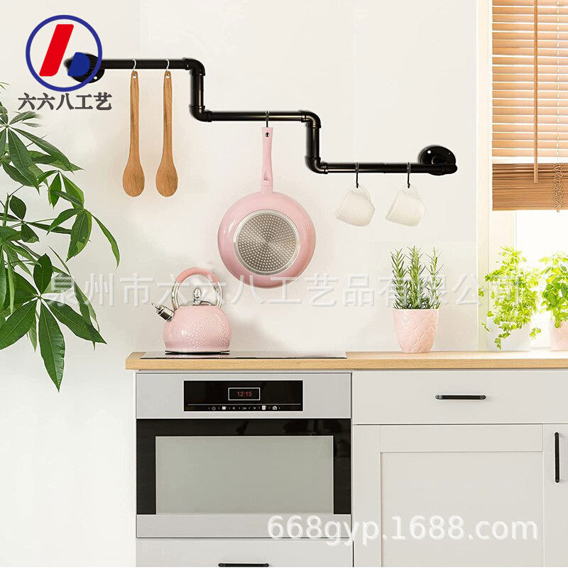 新款服装店衣架展示架展示货架上墙壁挂衣架铁艺复古水管服装架