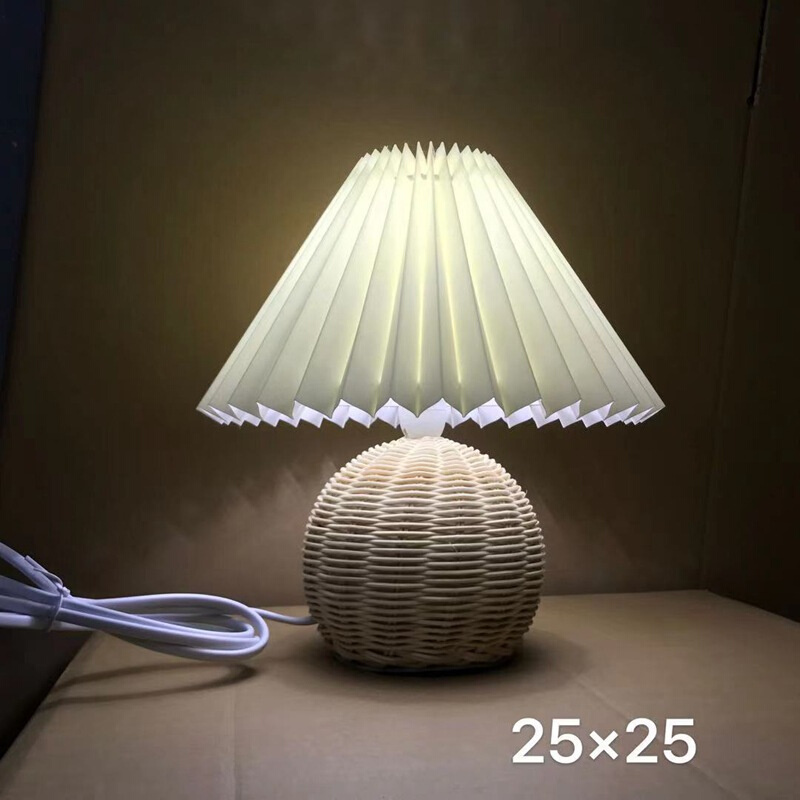 藤艺编织小台灯现代简约田园风格卧室床头客厅边几藤艺小台灯