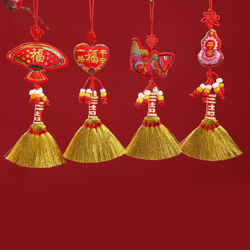 厂家直供端午节中国结虎头扫把挂件宝宝床头房门车载挂件批发