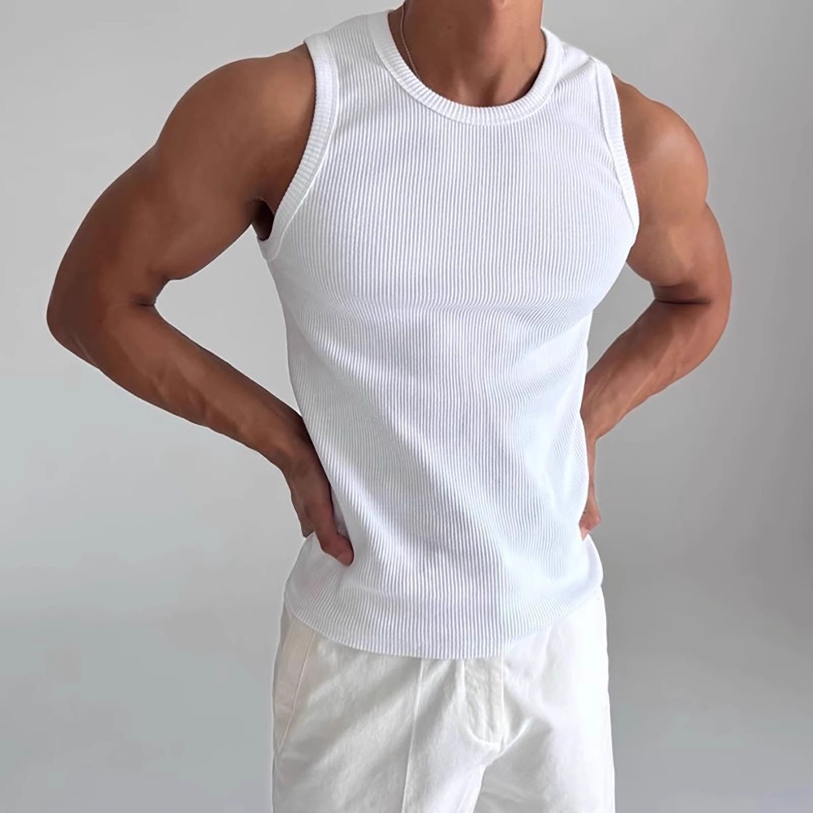 美式潮流螺纹背心男坎肩男士运动背心