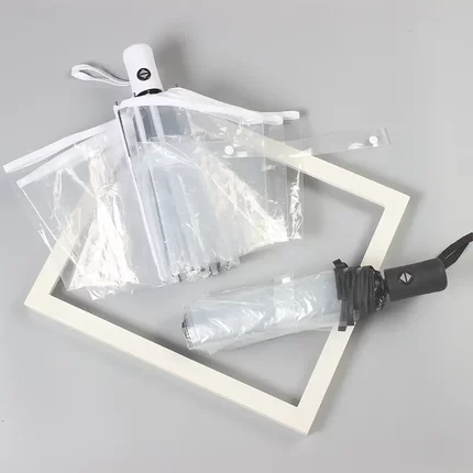 透明雨伞可折叠白色日系三折伞男女生高颜值网红拍照伞大号自动伞