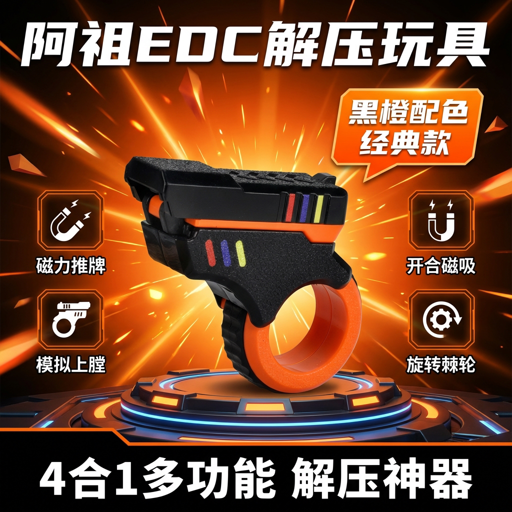 EDC解压玩具指尖旋转棘轮推牌