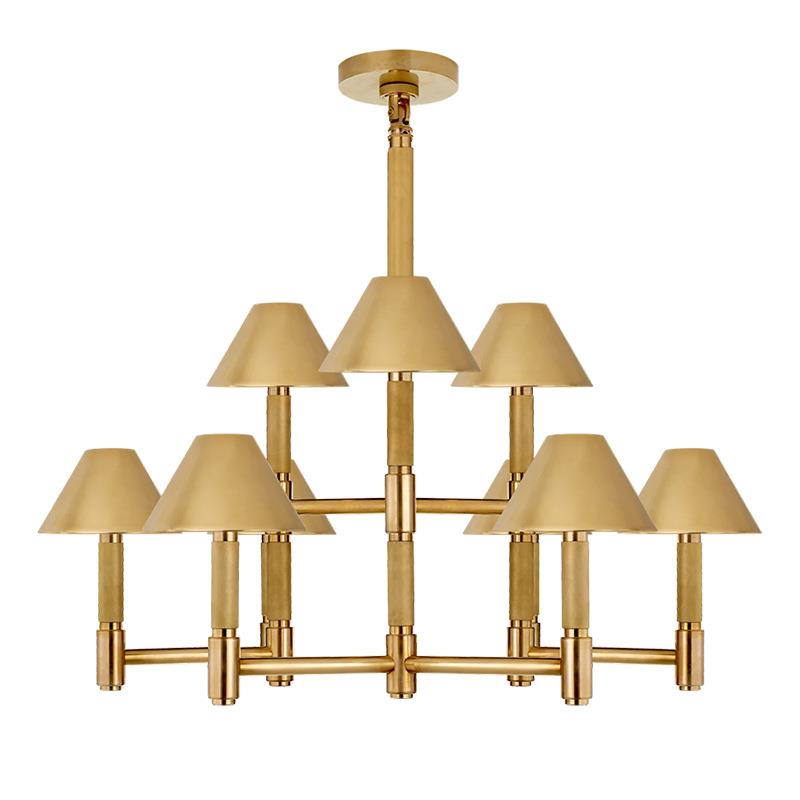 VC奢华客厅吊灯别墅样板间全铜压花餐厅灯大平层现代美式家装灯