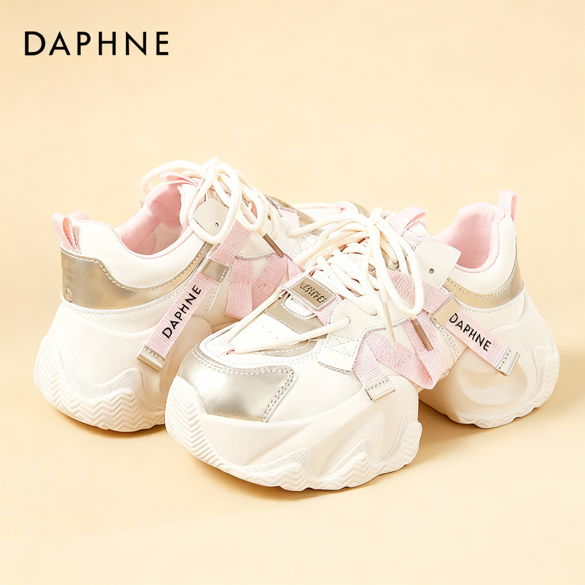 达芙妮粉色老爹鞋女厚底增高鞋2026巨好看的百搭炸街运动女鞋子新,女鞋,深口单鞋,淘宝优惠券,粉丝福利购,淘宝优惠卷