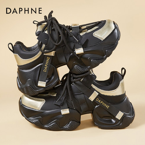 达芙妮老爹鞋厚底增高春秋系带