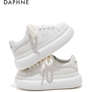 达芙妮厚底增高小白鞋2026秋季新款时尚休闲厚底增高系带板鞋女鞋