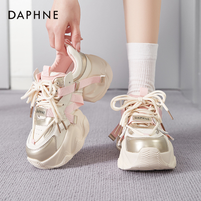 达芙妮老爹鞋厚底增高春秋系带