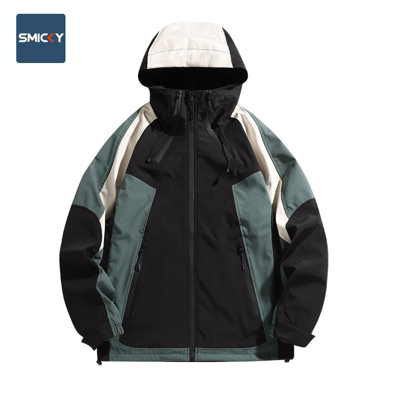 户外新款冲锋衣外套男女款春秋款拼色潮流韩版防风薄款情侣登山服