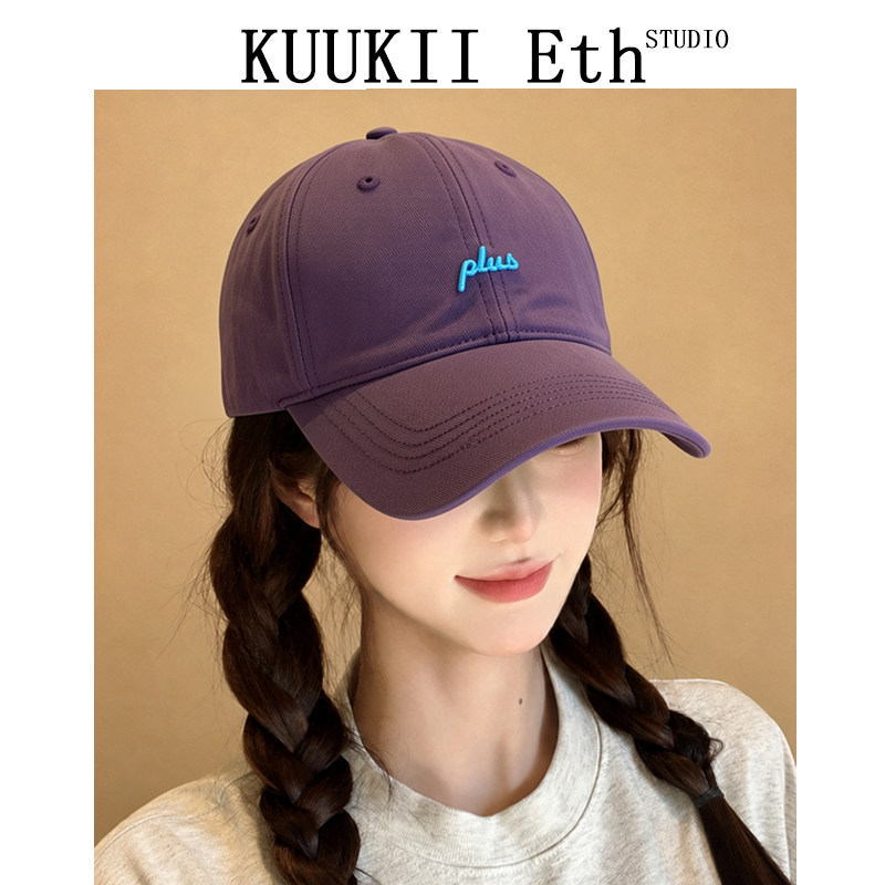 KUKIÐ简约ins风小众字母刺绣鸭舌帽女显脸小磨毛棒球帽情侣潮