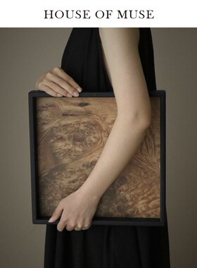 缪斯家 中古Ch@ne*天然果木皮托盘客厅卧室首饰盘家居高档收纳盘