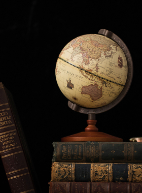优选复古欧式风格摆件书房装饰办公室英文地球仪万象仪家居摄影道