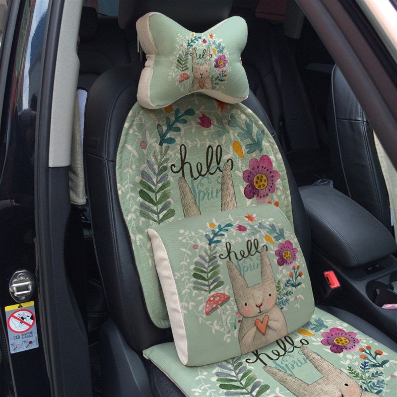优选兔子卡通可爱仿麻腰靠骨头枕靠背坐垫后排坐垫四季通用汽车坐