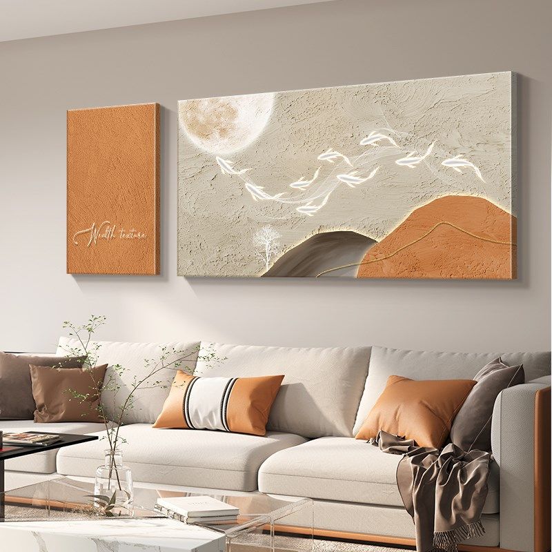 优选九鱼图客厅挂画招财风水沙发背景墙装饰画新款二联年年有余组,家居饰品,现代装饰画,淘宝优惠券,粉丝福利购,淘宝优惠卷