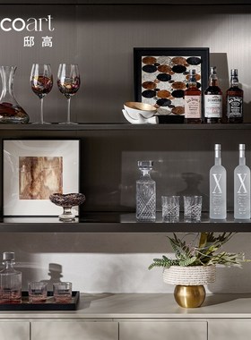 邸高波西米亚风意式轻奢样板房酒柜装饰品摆件套装厨房橱柜餐边柜