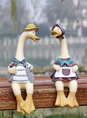 花园创意动物摆件树脂仿真工艺品户外情侣卡通鸭子兔子庭院装饰品