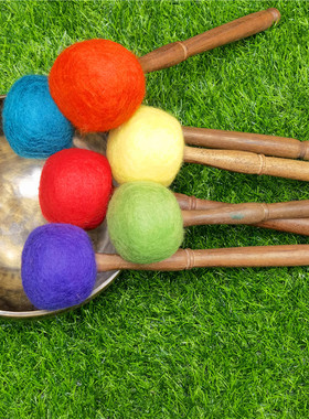 优选尼泊尔手工满月钵佛音碗敲棒羊毛毡音钵锤西藏颂钵槌专业音疗