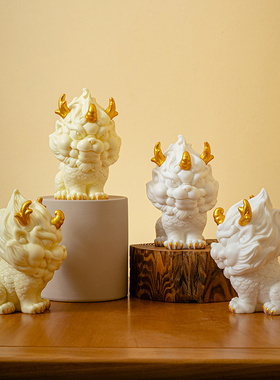 优选国风创意瑞兽麒麟摆件大号陶瓷家居客厅玄关办公桌面装饰乔迁