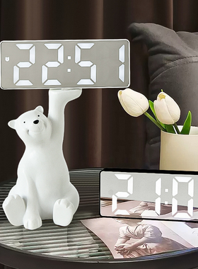 优选客厅卧室镜面数字时钟摆件玄关酒柜电视柜桌面电子钟表摆台式