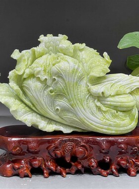 优选天然玉石玉白菜摆件家居客厅办公室装饰品原石雕刻工艺品摆设