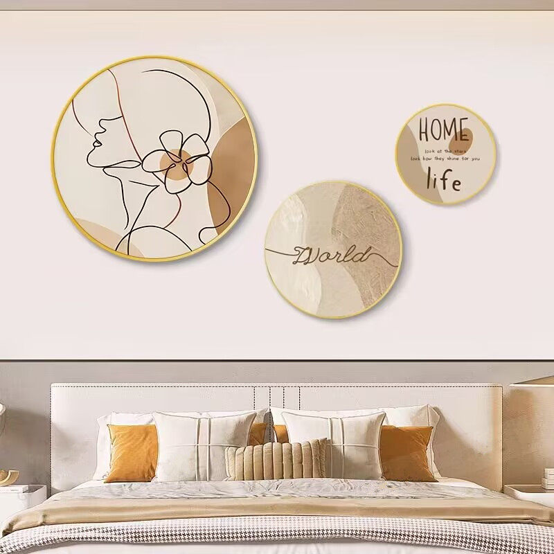 优选奶油风人物卧室墙壁装饰画法式高级感客餐厅圆形壁画主卧床头