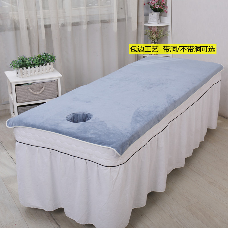 优选美容院铺床专用大毛巾带开洞浴巾采耳理疗按摩包边铺床单定制