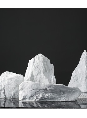 优选现代极简样板房家居装饰摆件客厅玄关酒店售楼部摆场假山石工