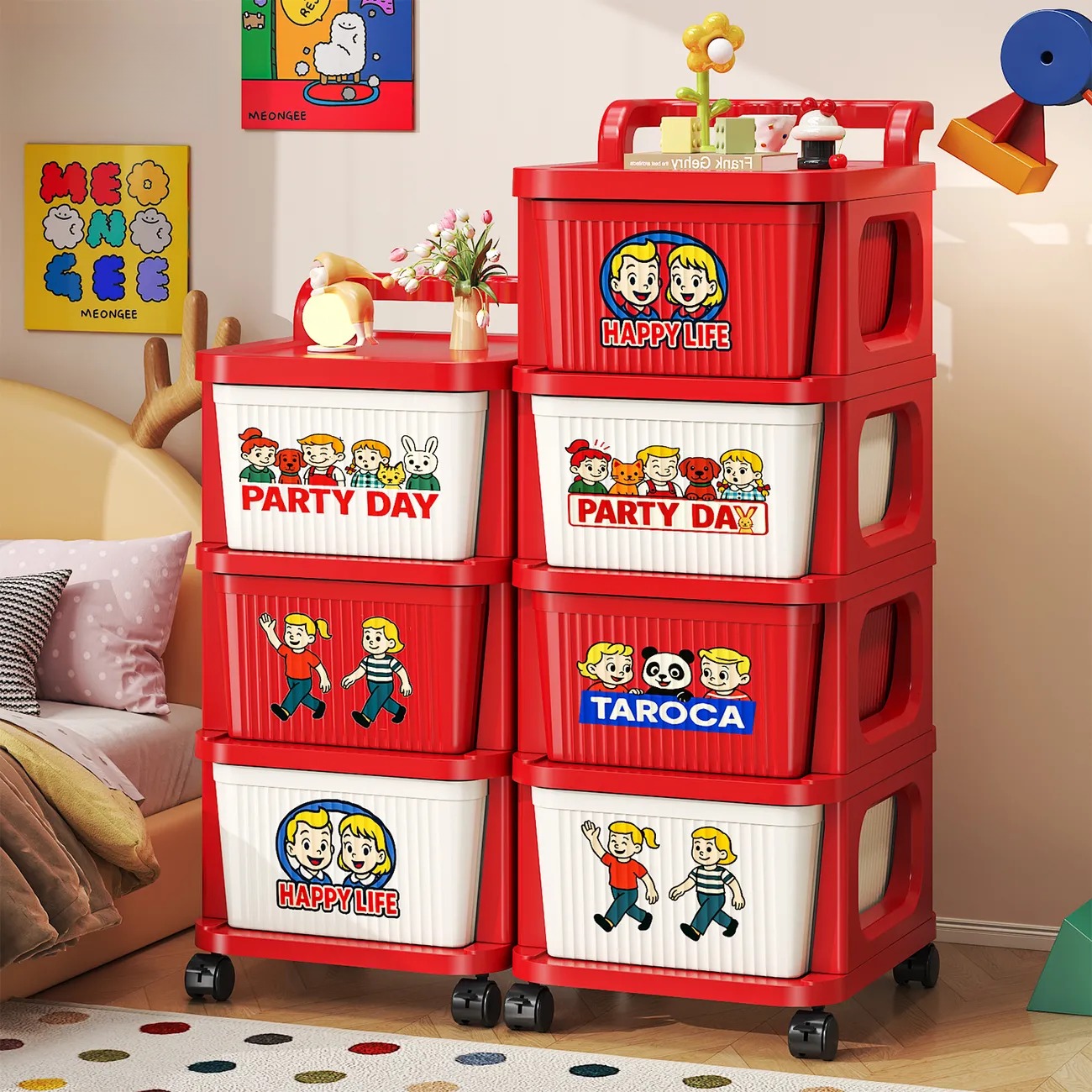 多巴胺小推车置物架免安装客厅