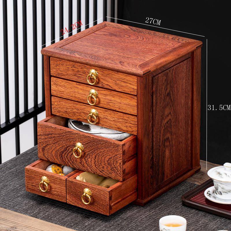 需定制无漆普洱茶饼收纳盒 花梨实木储茶盒 储茶箱茶叶柜开分茶盘