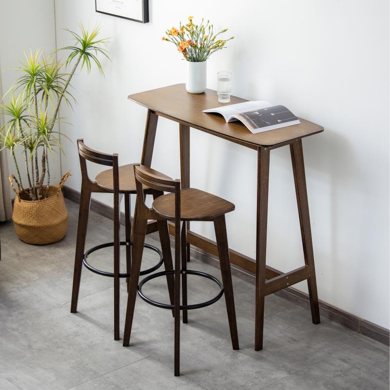需定制吧台桌家用靠墙高脚长条桌实木简约现代阳台休闲吧台椅窄桌