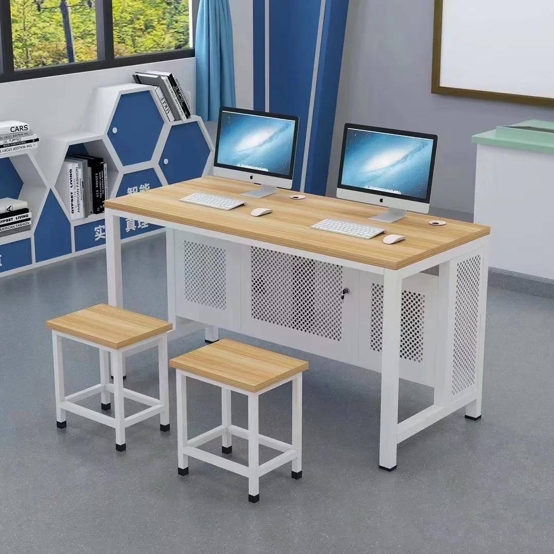 需定制学校机房电脑桌多媒体微机室学生桌椅培训室双人培训桌单人