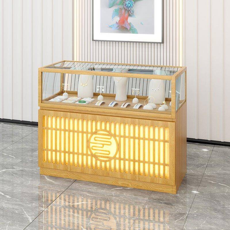 需定制实木新中式珠宝展示玻璃柜玉器首饰翡翠银饰柜台古玩字画陈