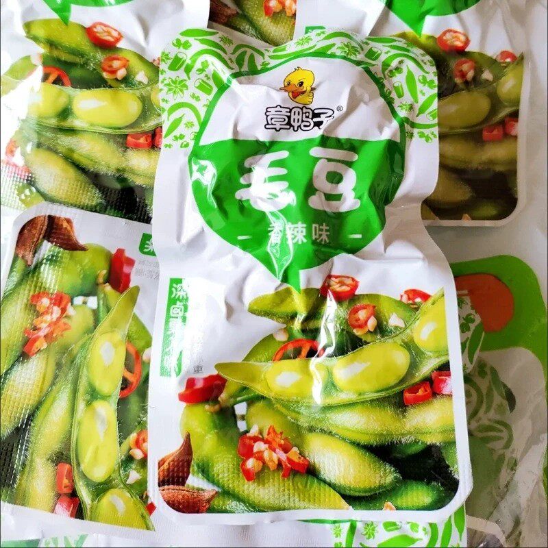 章鸭子香辣毛豆卤味素食湖南特产麻辣休闲夜宵零食小吃即食品