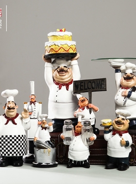 优选欧式餐厅创意家居摆件装饰品厨师果盘客厅工艺品面包店咖啡馆