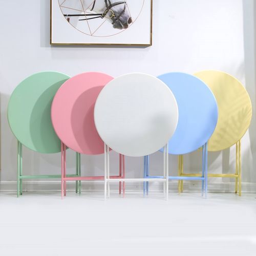 优选小户型铁艺小饭桌可折叠圆桌台面板免安装餐桌简易不占空间的